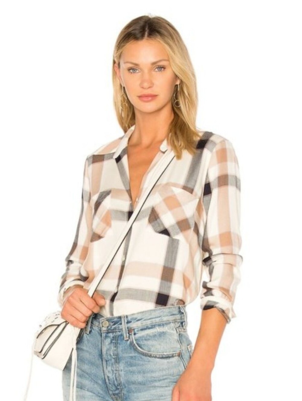 L'AGENCE Jacqueline Plaid Button Down Shirt Medium